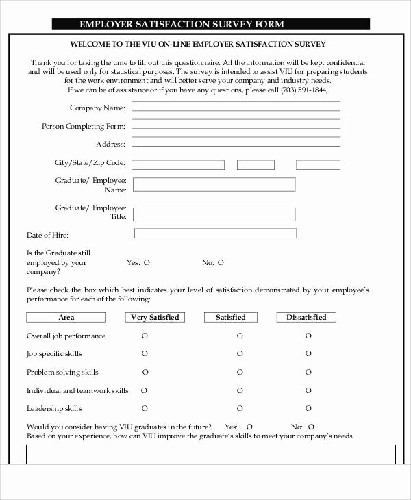 Employee Satisfaction Survey Template Awesome 60 Sample Survey forms
