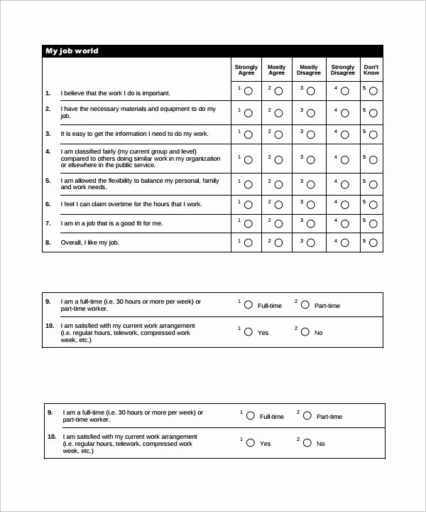 Employee Satisfaction Survey Template Lovely 7 Employee Survey Templates Download for Free