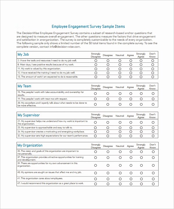 Employee Satisfaction Survey Template Luxury Employee Survey Template 7 Download Free Documents In