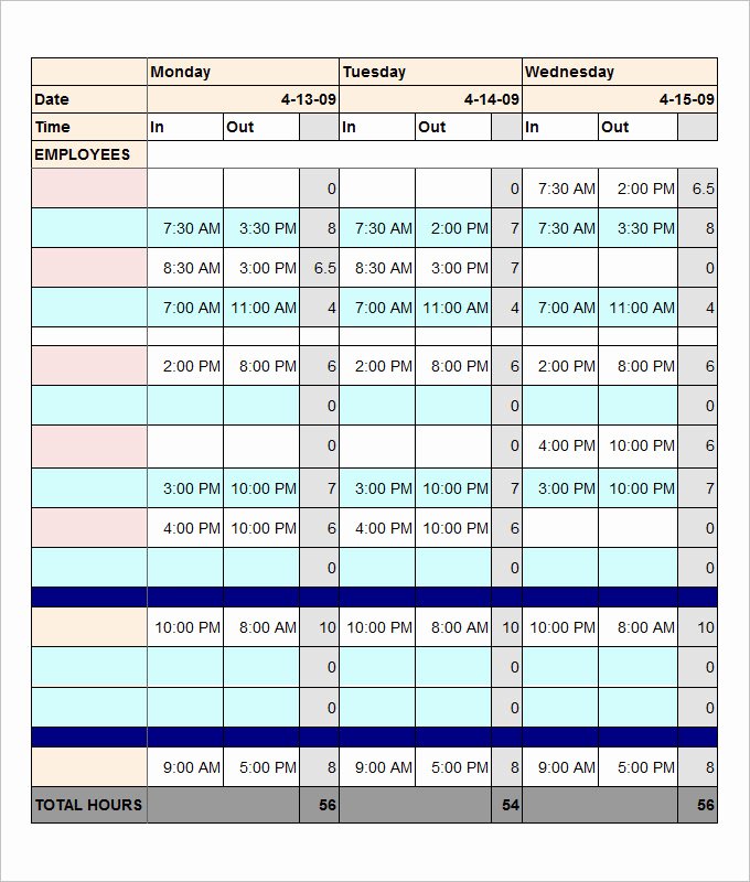 Employee Schedule Template Free New Employee Schedule Template 5 Free Word Excel Pdf