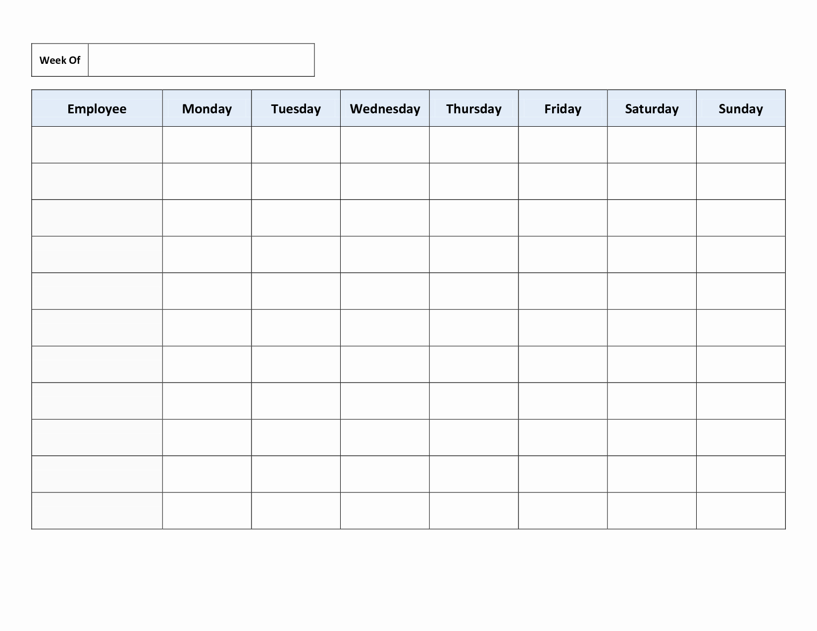 Employee Schedule Template Free New Free Printable Work Schedules