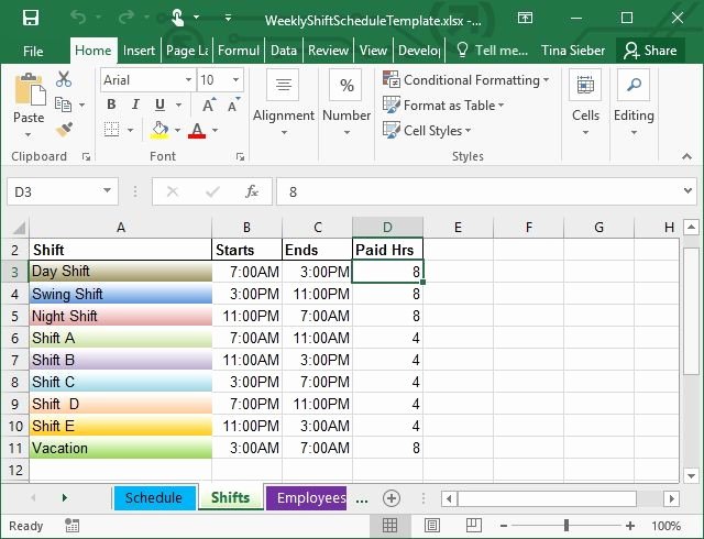 Employee Shift Schedule Template Excel Awesome Tips &amp; Templates for Creating A Work Schedule In Excel