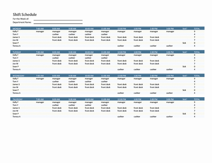 Employee Shift Schedule Template Excel Inspirational Employee Shift Schedule