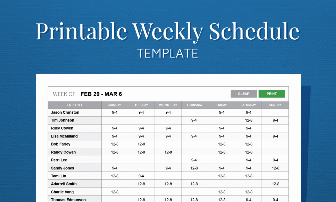 Employee Shift Scheduling Template Fresh Free Printable Weekly Work Schedule Template for Employee