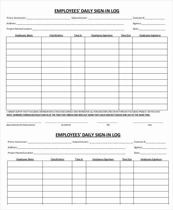 Employee Sign In Sheet Template Beautiful Employee Sign In Sheets 8 Free Word Pdf Excel