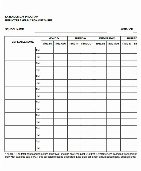 Employee Sign In Sheet Template Elegant Employee Sign In Sheets 8 Free Word Pdf Excel