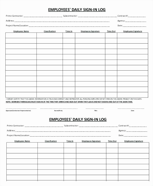 Employee Sign In Sheet Template Lovely Employee Daily Sign In Sheet Template and Out Log File