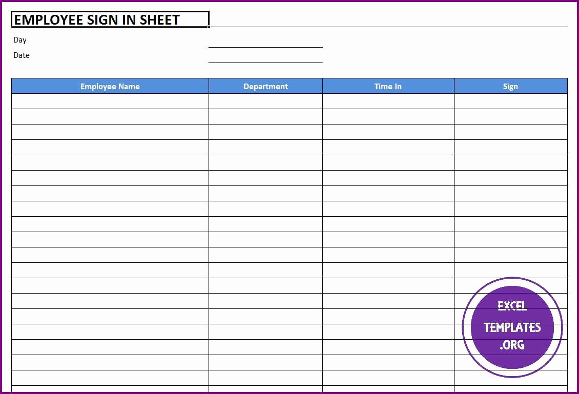 Employee Sign In Sheet Template Lovely Employee Sign In Sheet Template Excel Templates