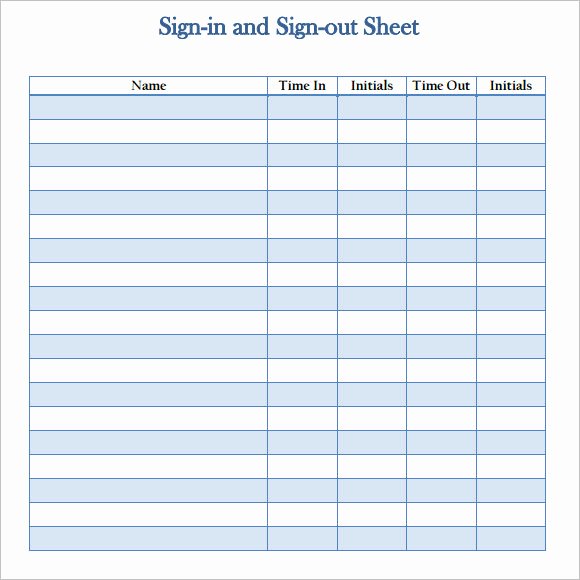 Employee Sign In Sheet Template New 12 Sign Out Sheet Templates – Free Samples Examples