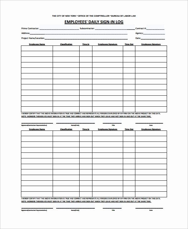 Employee Sign In Sheet Template New 16 Employee Sign In Sheets