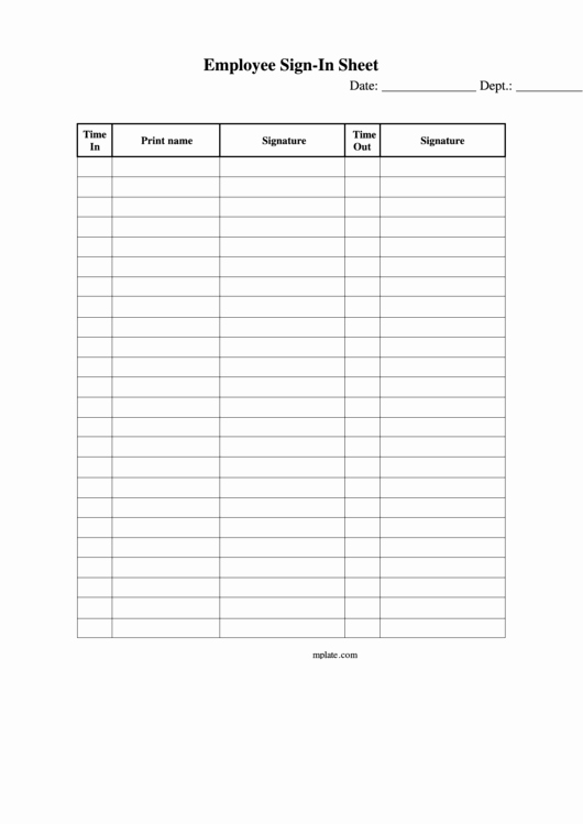 Employee Sign In Sheet Template Unique Employee Sign In Sheet Template Printable Pdf