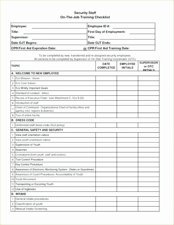Employee Task List Template New Training Checklist Template Excel – Flybymedia