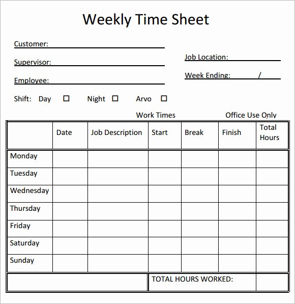 Employee Time Card Template Elegant 15 Sample Weekly Timesheet Templates for Free Download
