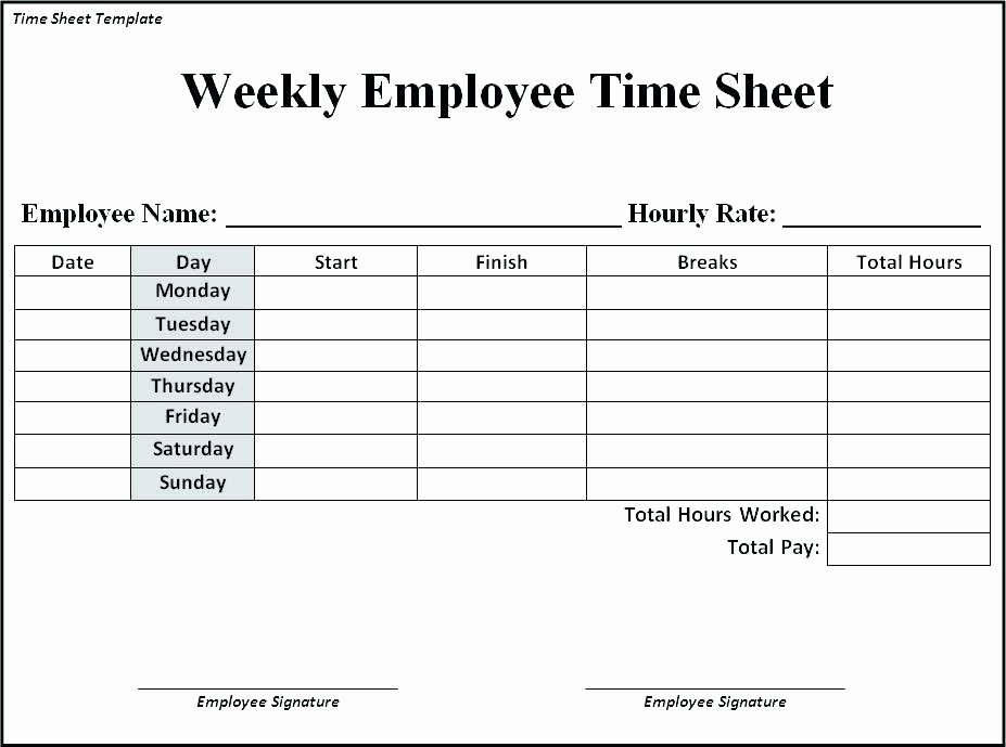 Employee Time Card Template Fresh Google Docs Template Employee Weekly Time Sheet Card