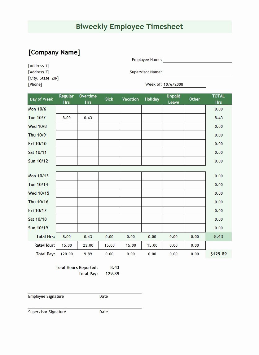 Employee Time Card Template Unique 41 Free Timesheet Time Card Templates Free Template