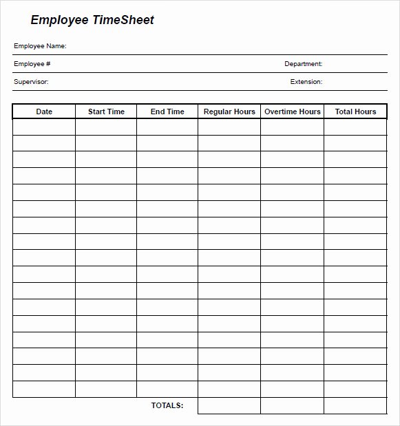 Employee Time Cards Template Inspirational 10 Blank Timesheet Templates – Free Sample Example