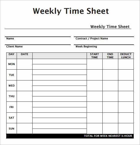 Employee Time Cards Template Luxury Weekly Timesheet Template 7 Free Download for Pdf