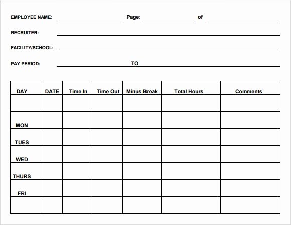 Employee Time Cards Template New 7 Sample Blank Timesheets