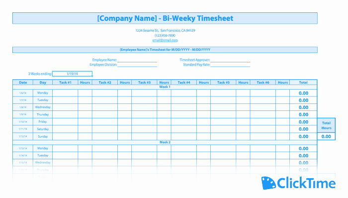 Employee Time Tracking Template New Free Timesheet Template Printable Timesheets