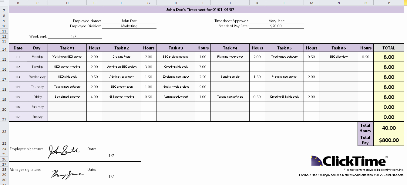 Employee Time Tracking Template Unique Free Excel Time Tracking Template