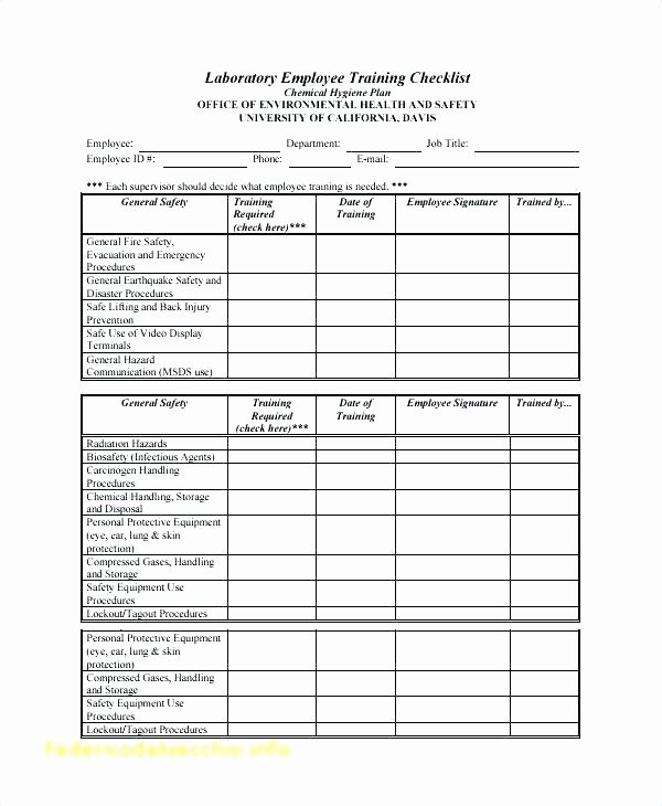 Employee Training Checklist Template Best Of Equipment Safety Checklist Template – Lccorp