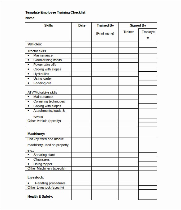 Employee Training Checklist Template Elegant Checklist Template – 38 Free Word Excel Pdf Documents