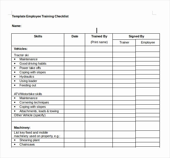 Employee Training Checklist Template New Training Checklist Template 15 Free Word Excel Pdf