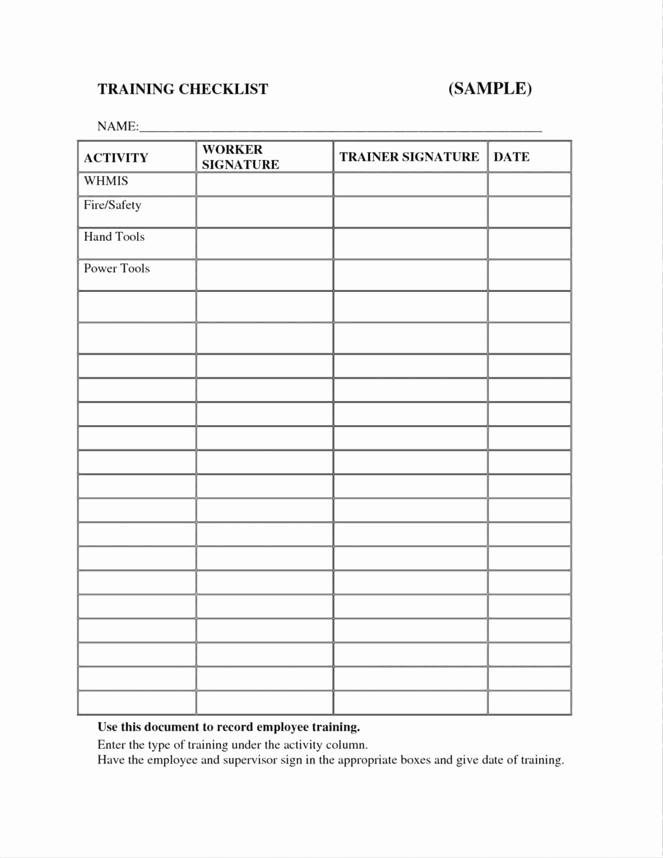 Employee Training Checklist Template Unique Template New Employee orientation Template