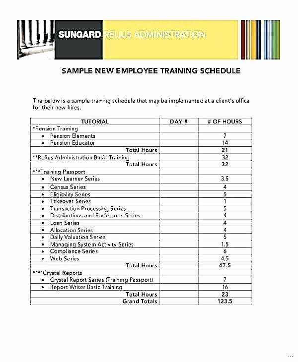 Employee Training Plan Template Excel Inspirational Training Schedule for Employees Template Employee New