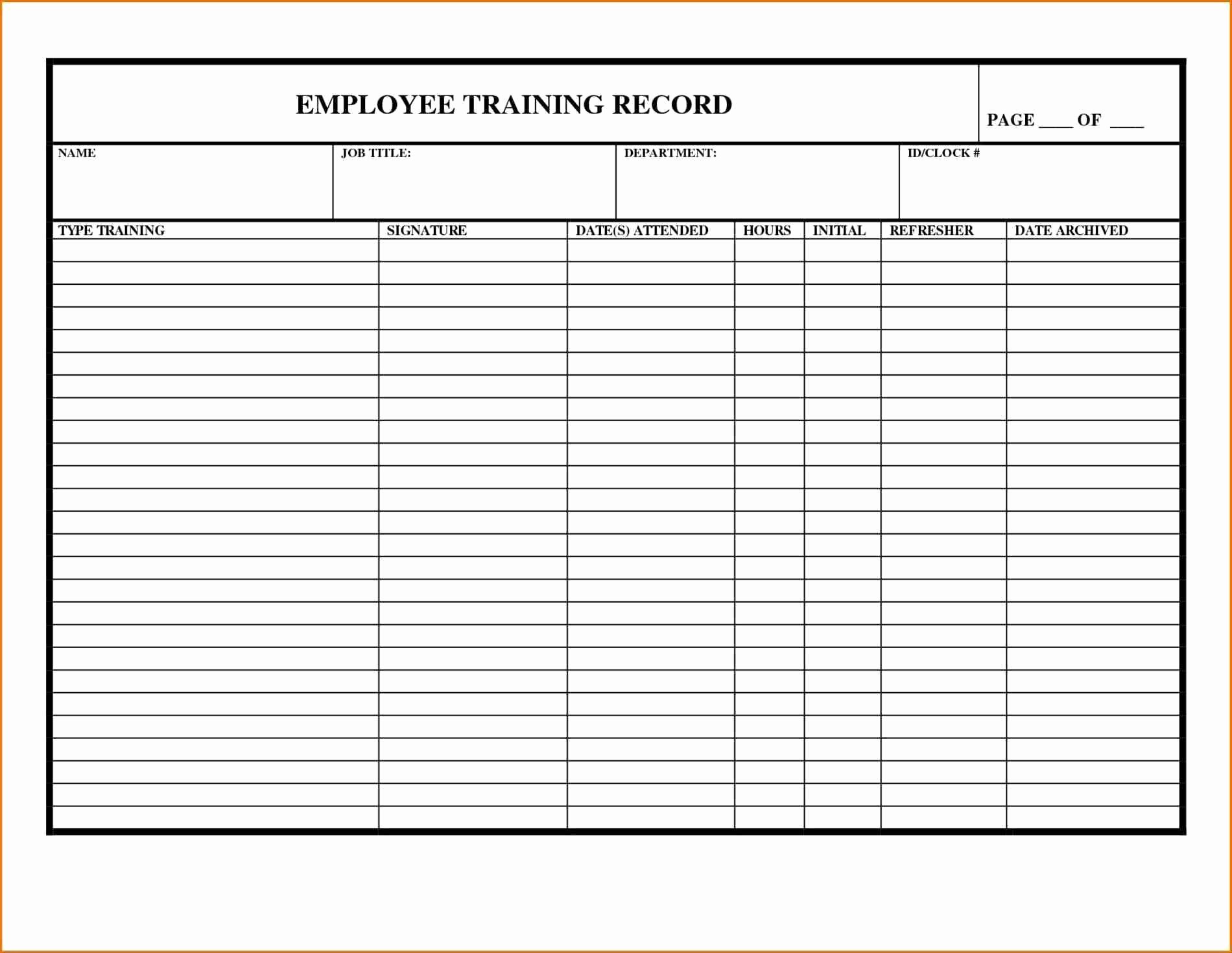 Employee Training Record Template Excel Fresh Employee Training Record Template Excel Employe Resume