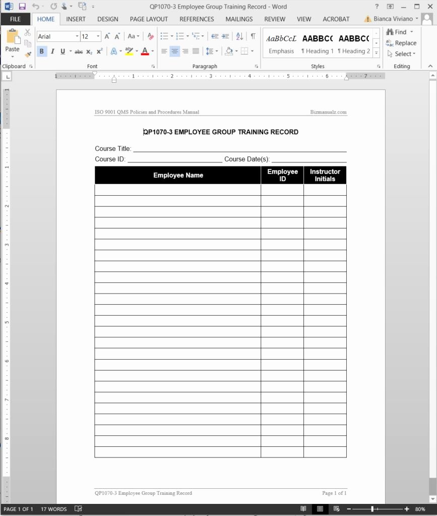 Employee Training Record Template Excel Inspirational Employee Training Log Template – Employee