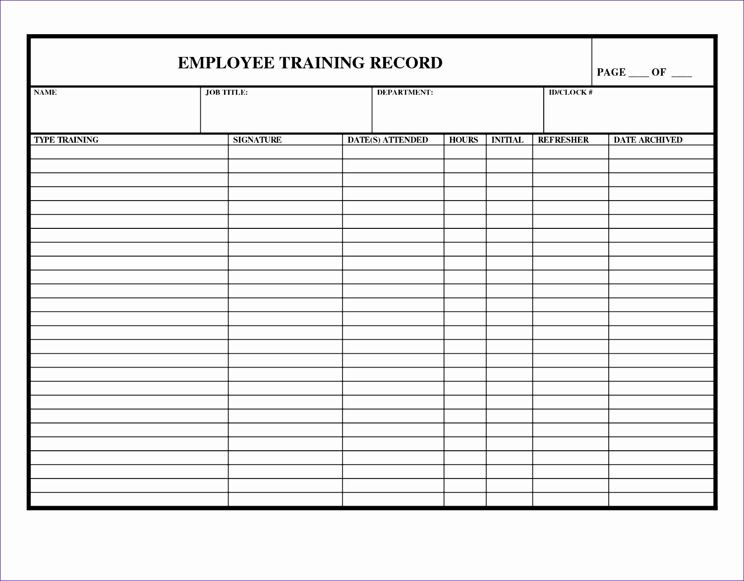 Employee Training Records Template Fresh 7 Training Record Template In Excel Exceltemplates