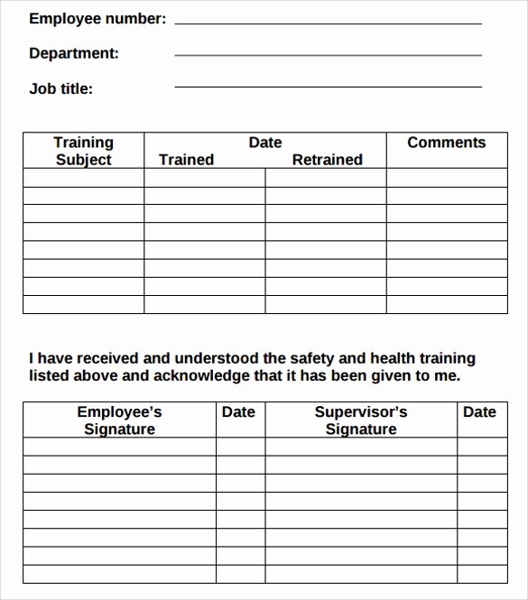 Employee Training Records Template Lovely 9 Free Training Log Templates – Pdf Word
