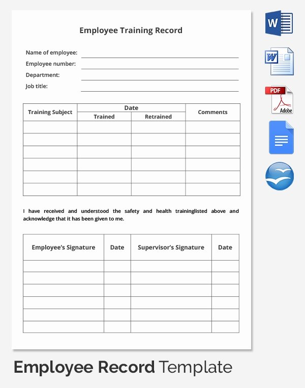 Employee Training Records Template Luxury Employee Record Templates 32 Free Word Pdf Documents
