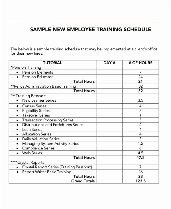 Employee Training Schedule Template Excel Lovely Employee Training Schedule Template 14 Free Word Pdf