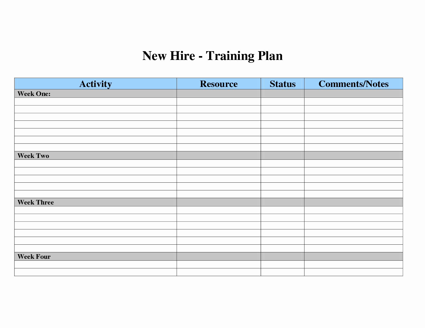 Employee Training Schedule Template Unique Employee Training Plan Template