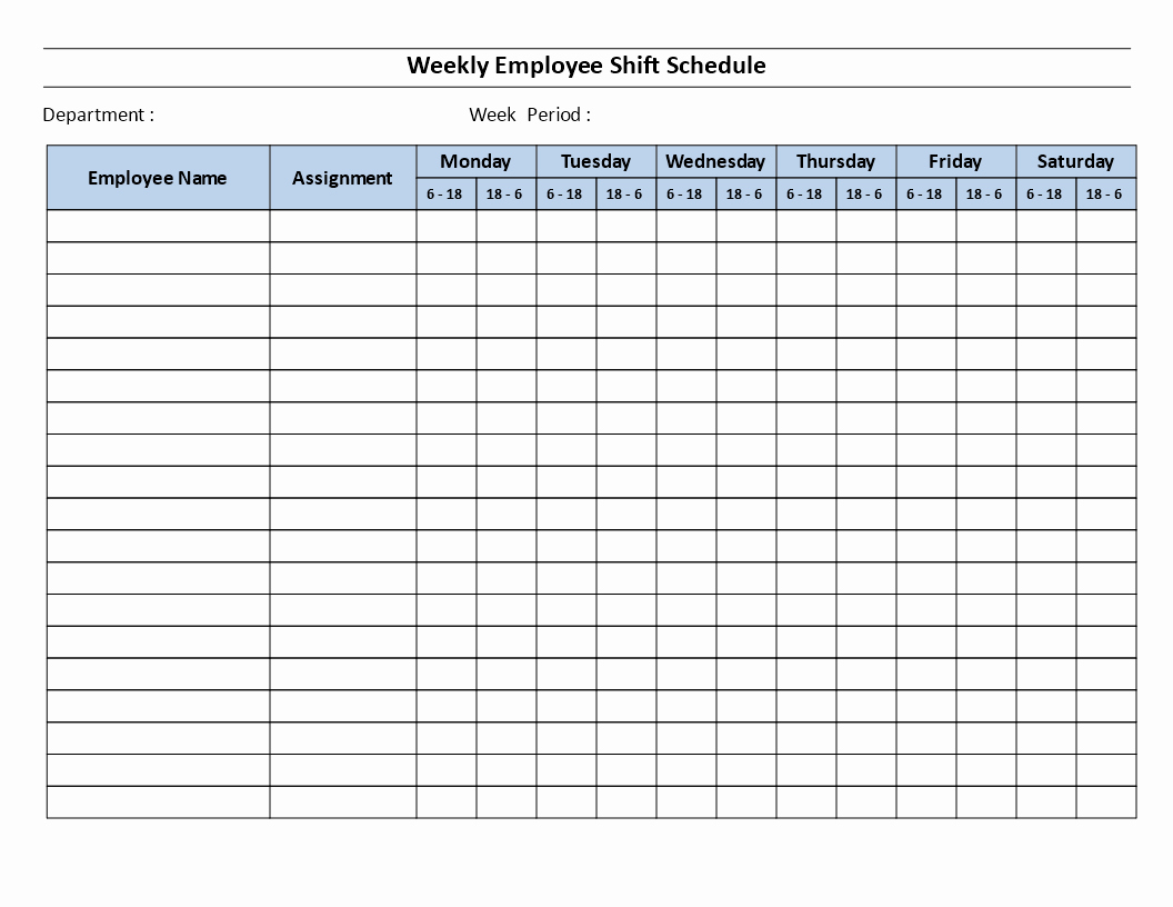 Employee Weekly Schedule Template Unique Free Weekly Employee 12 Hour Shift Schedule Mon to Sat