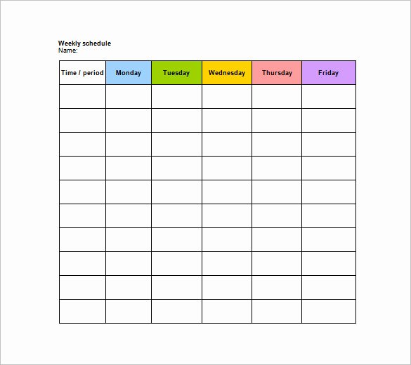 Employee Weekly Work Schedule Template Lovely Blank Schedule Template – 21 Free Word Excel Pdf format