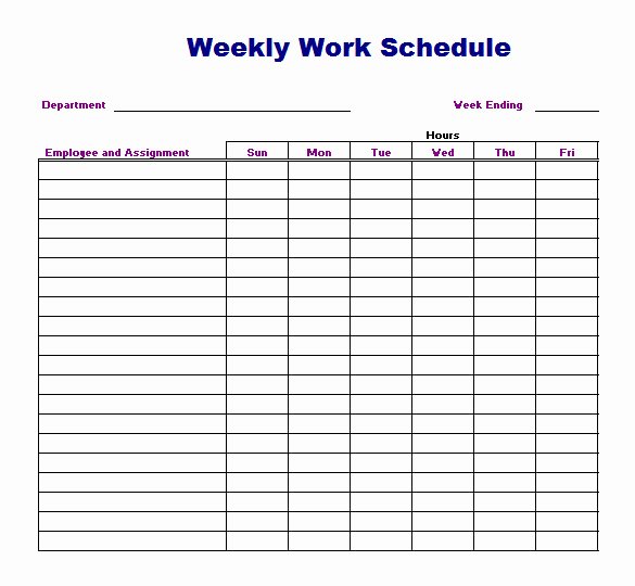 Employee Weekly Work Schedule Template Lovely Weekly Work Schedule Template 8 Free Word Excel Pdf