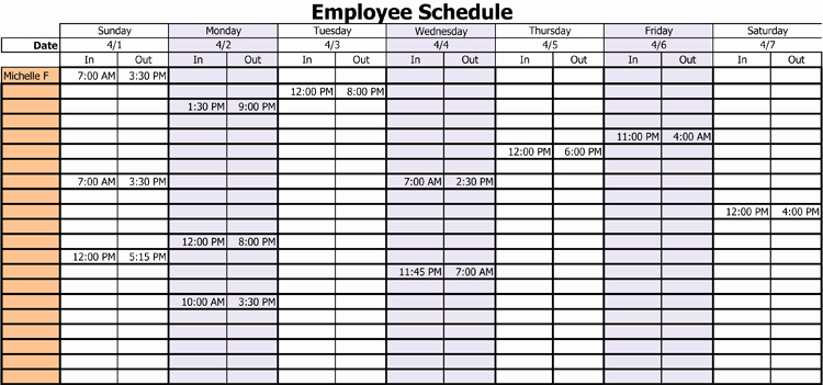 Employee Weekly Work Schedule Template Luxury 3 Professional Work Schedule Templates for Employees
