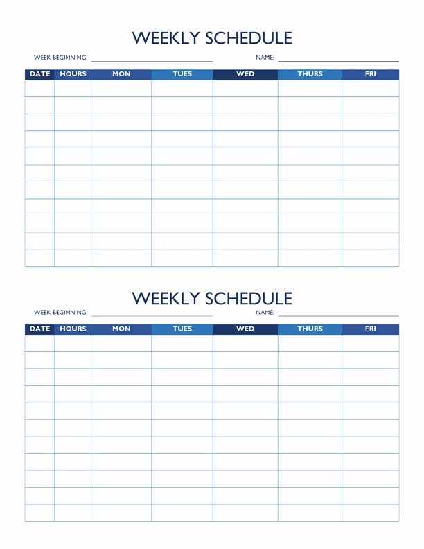 Employee Weekly Work Schedule Template New Free Work Schedule Templates for Word and Excel