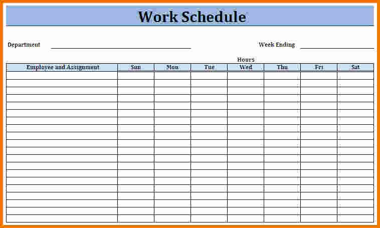 Employee Work Plan Template Luxury Work Schedule Template Weekly Schedule