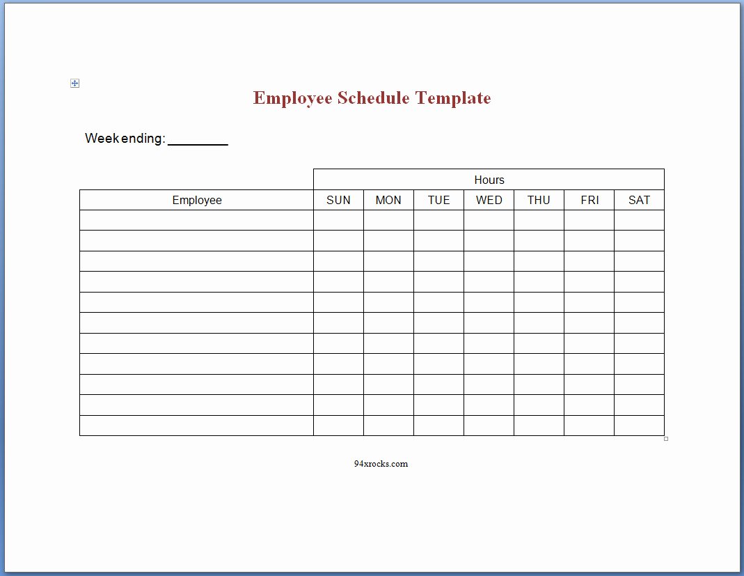 Employees Schedule Template Free Inspirational Printable Weekly Employee Schedule Template Printable