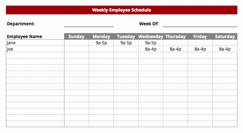 Employees Schedule Template Free Lovely Employee Work Schedule Template
