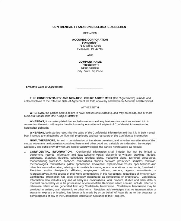 Employment Confidentiality Agreement Template Elegant 9 Employee Confidentiality Agreement Templates &amp; Samples