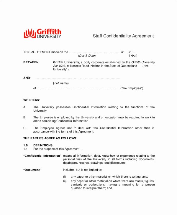 Employment Confidentiality Agreement Template Luxury 9 Employee Confidentiality Agreement Templates &amp; Samples