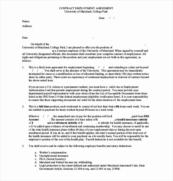 Employment Contract Template Word Best Of 21 Employee Agreement Templates – Word Pdf Apple Pages