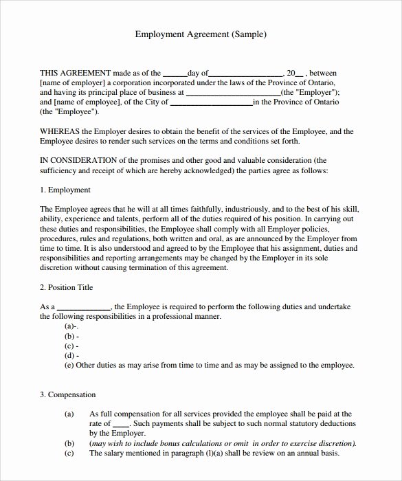 Employment Contract Template Word Best Of Employment Contract 9 Download Documents In Pdf Doc