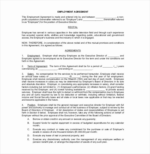 Employment Contract Template Word Fresh 21 Employment Agreement Templates – Free Word Pdf format