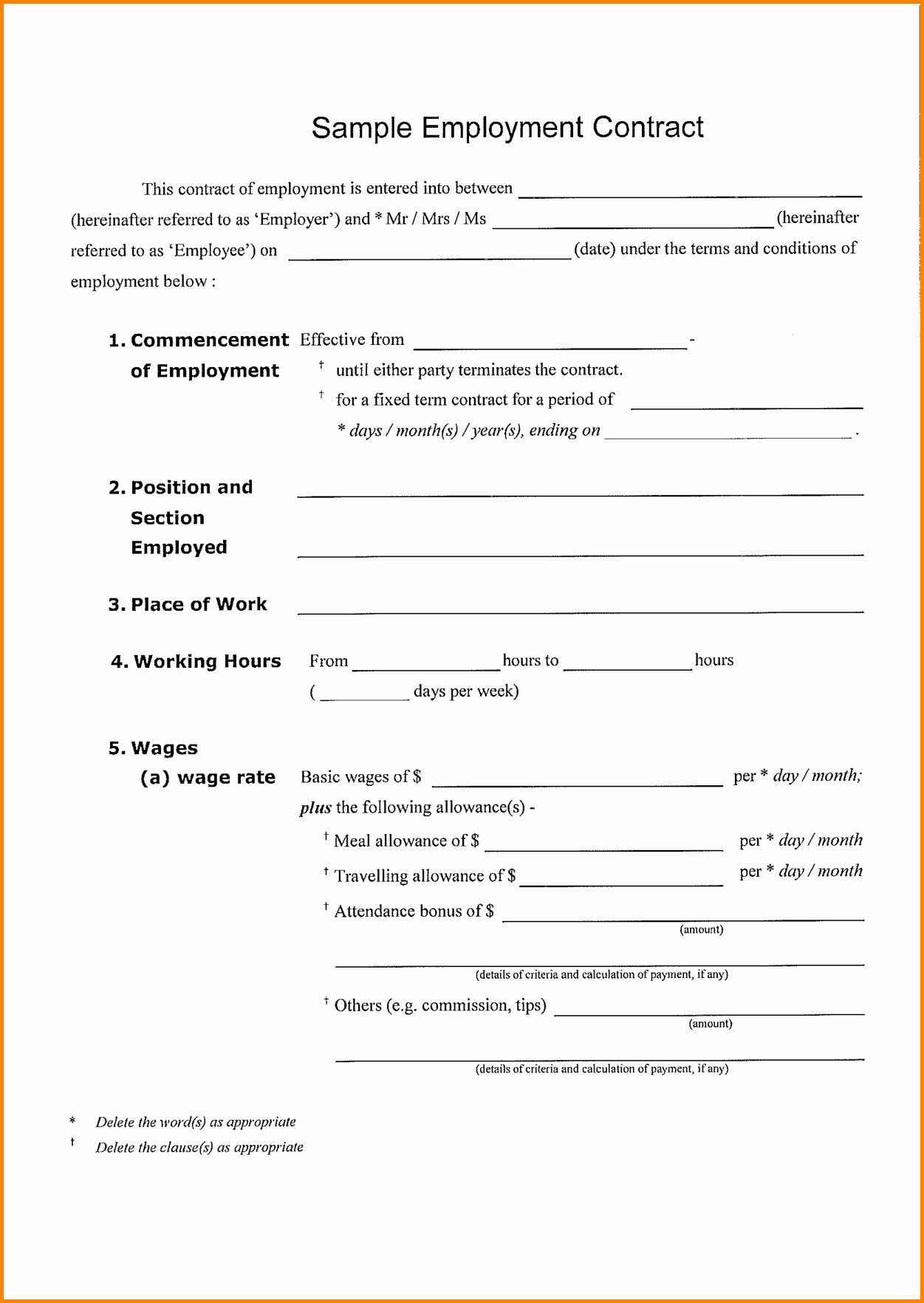 Employment Contract Template Word Unique Employment Contract Template Word Portablegasgrillweber